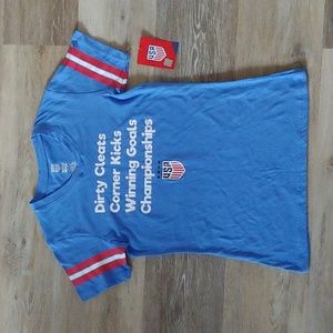 NWT Team USA Soccer Youth Girls Graphic T-Shirt Blue Size XL